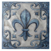 Fleur-De-Lis  marmer en parel Tegeltje (Voorkant)