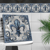 Fleur-De-Lis  marmer en parel Tegeltje