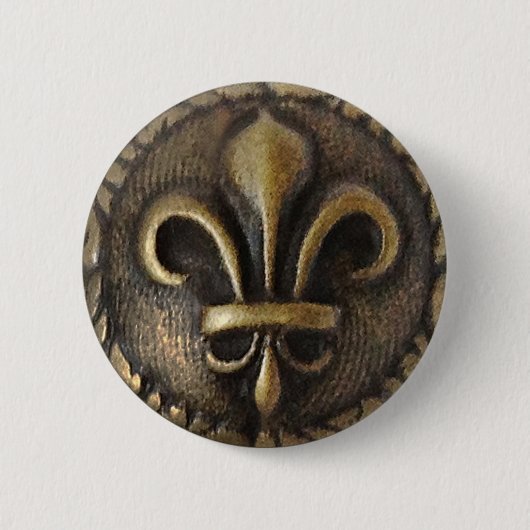 Fleur De Lis Medallion Ronde Button 5,7 Cm (Voorkant)