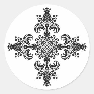 Fleur de lis Meditation 4 corners Ronde Sticker