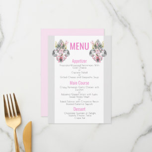 Fleur de lis Menu Fleur de cerisier 4,5 po x 6,2