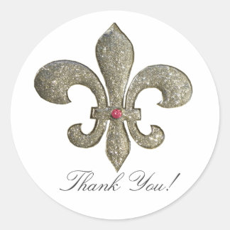 Fleur de lis met bling ronde sticker