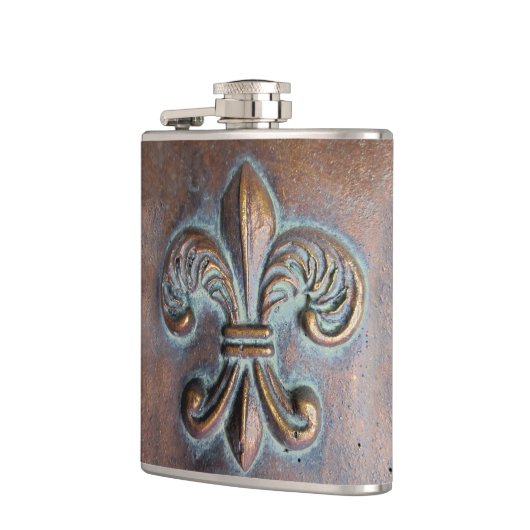 Fleur De Lis, met een druk van koper Heupfles (Links)