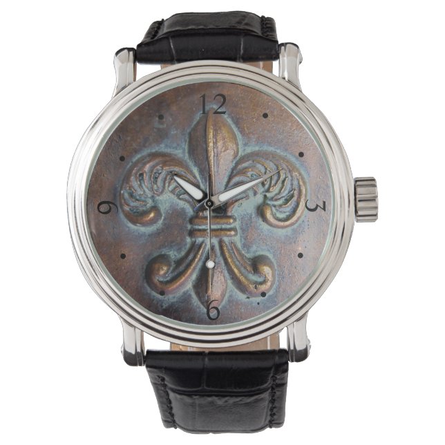 Fleur De Lis, met een druk van koper Horloge (Voorkant)