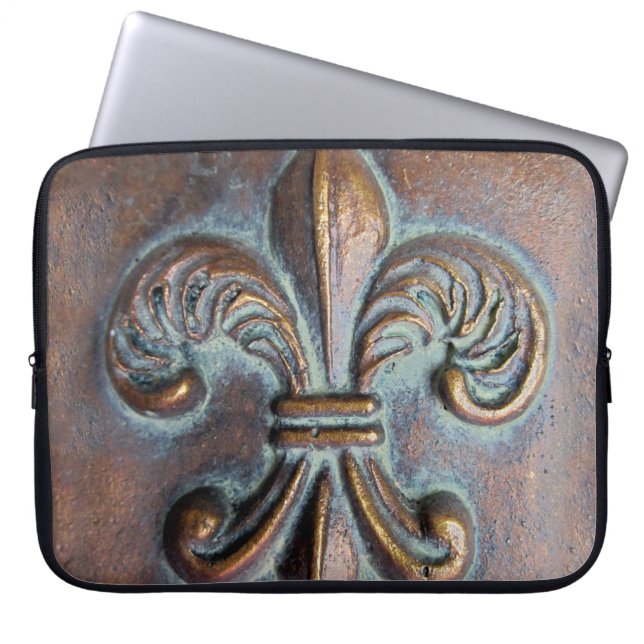 Fleur De Lis, met een druk van koper Laptop Sleeve (Voorkant)