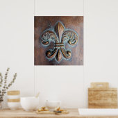 Fleur De Lis, met een druk van koper Poster (Keuken)