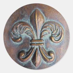 Fleur De Lis, met een druk van koper Ronde Sticker