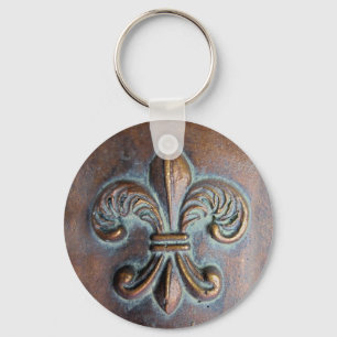 Fleur De Lis, met een druk van koper Sleutelhanger