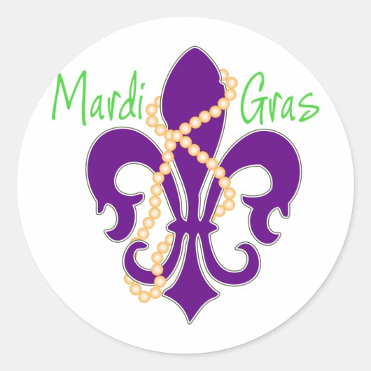 Fleur De Lis met kralen Ronde Sticker (Voorkant)