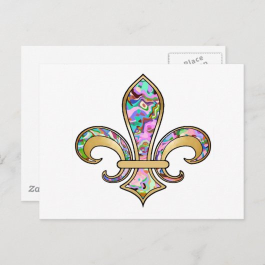 Fleur de Lis met patroon - 09 Briefkaart (Voorkant / Achterkant)