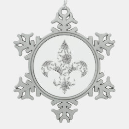 Fleur de Lis met Snowflakes op Tin Sneeuwvlok Ornament