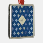 Fleur de Lis met vierkant monogram Metalen Ornament (Rechts)