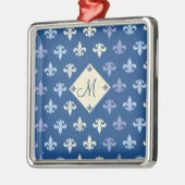 Fleur de Lis met vierkant monogram Metalen Ornament (Links)