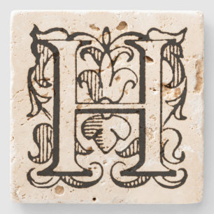 Fleur de Lis Monogram "H" Stenen Onderzetter