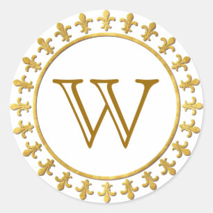 Fleur-de-lis monogram ronde sticker