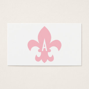 Fleur de Lis Monogramme rose et blanc