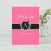 Fleur de Lis Monogrammes Invitations Mariage Rose  (Debout devant)