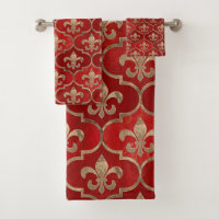 Fleur de lis motif luxe rouge