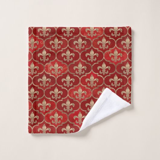 Fleur de lis motif luxe rouge (Gant de toilette)