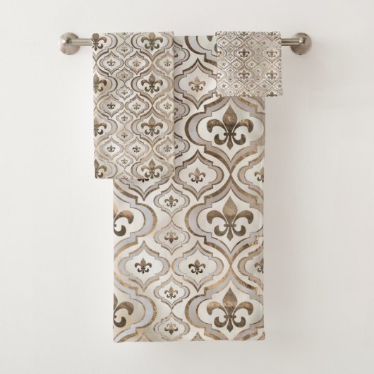 Fleur de lis motif perle et or (En situation)