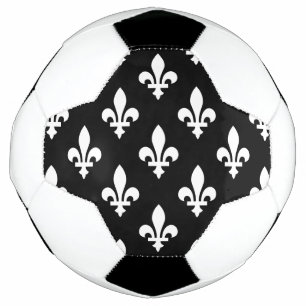 Fleur de Lis Motif, Royal French, Blanc sur Noir