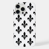 Fleur de Lis Motif, Royal French, Noir sur Blanc (Verso)