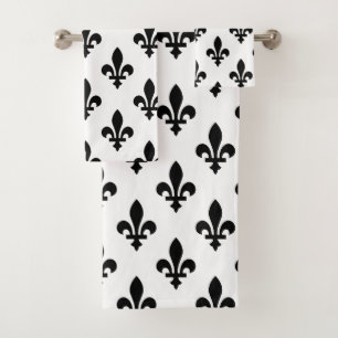Fleur de Lis Motif, Royal French, Noir sur Blanc