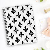 Fleur de Lis Motif, Royal French, Noir sur Blanc