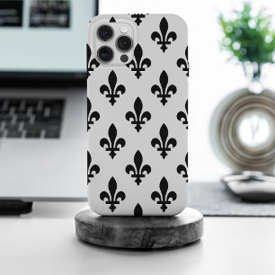 Fleur de Lis Motif, Royal French, Noir sur Blanc
