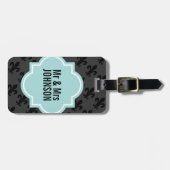 Fleur de lis Mr en Mrs travel bagagelabels (Voorkant horizontaal)