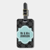 Fleur de lis Mr en Mrs travel bagagelabels (Voorkant verticaal)