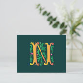 Fleur-de-lis N Monogram Briefkaart (Staand voorkant)