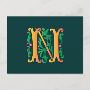 Fleur-de-lis N Monogram Briefkaart