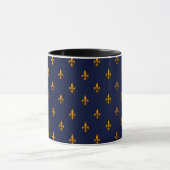 Fleur-de-Lis - Navy Blue & Gold Mok (Midden)