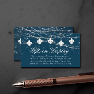 Fleur de Lis Navy Blue Lights   Cadeaubonnen Informatiekaartje