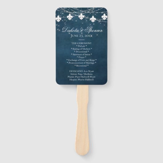 Fleur de Lis Navy Blue Lights | Programma Rustic Handwaaier (Voorkant)
