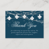 Fleur de Lis Navy Blue Lights | Rustic Hartelijk d Informatiekaartje (Voorkant)
