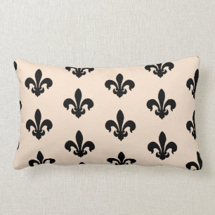 Fleur de Lis noir et beige, oreiller
