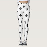 Fleur de lis noir et blanc Leggings pour femmes