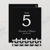 Fleur de Lis noir et blanc Numéro de table du Mari (Devant / Derrière)