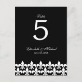 Fleur de Lis noir et blanc Numéro de table du Mari (Devant)
