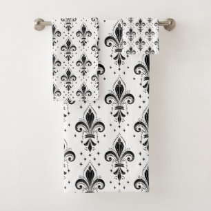 Fleur de lis noir motif sans soudure sur blanc