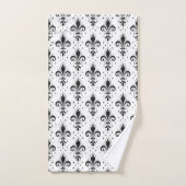 Fleur de lis noir motif sans soudure sur blanc (Serviette à main)