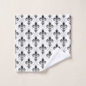 Fleur de lis noir motif sans soudure sur blanc (Gant de toilette)