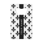 Fleur de Lis, Noir sur Blanc, Noir, Votre Nom (Devant)