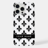 Fleur de Lis, Noir sur Blanc, Noir, Votre Nom (Verso)