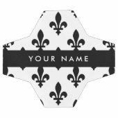 Fleur de Lis, Noir sur Blanc, Noir, Votre Nom (Plat)