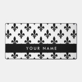 Fleur de Lis, Noir sur Blanc, Noir, Votre Nom (Recto)