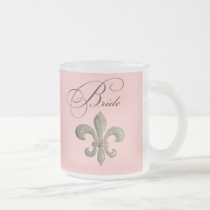 Fleur de lis NOLA Bride Bling Matglas Koffiemok