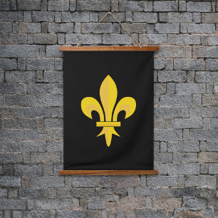 Fleur de Lis op Black Hanging Tapestry Hangend Wandkleed